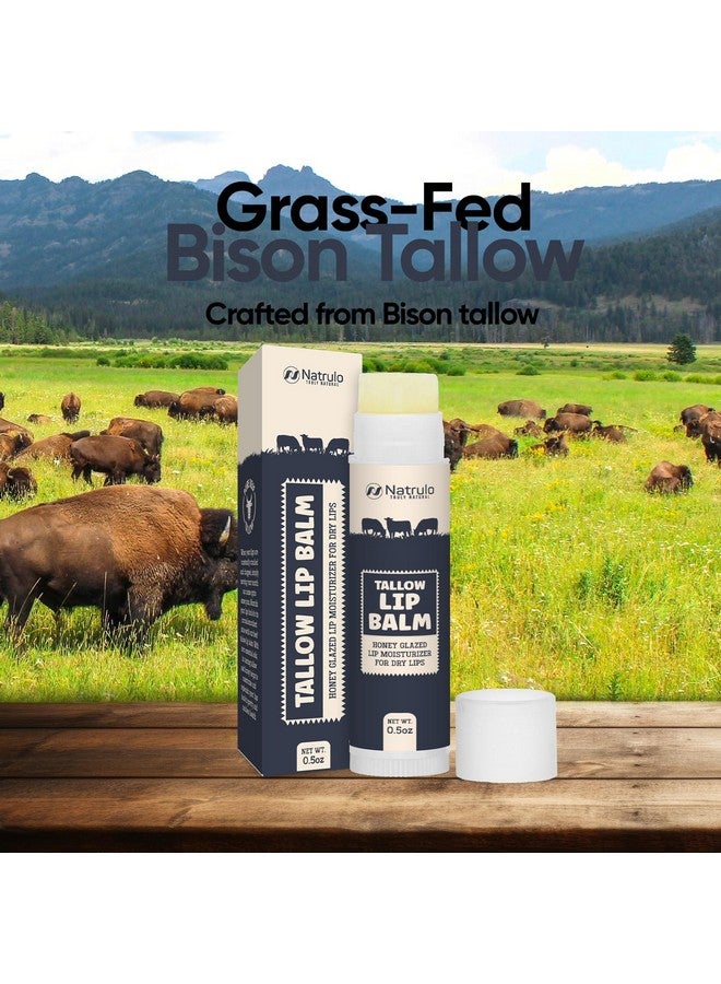 Natrulo Beef Tallow Lip Balm Natural Tallow Beeswax Chapstick Hydrating Moisturizer Grass Fed Bison Tallow Balm Lip Care Soothes Chapped Dry Lips Sensitive Skin Long Lasting & Vitamin Rich Usamade - Image 4