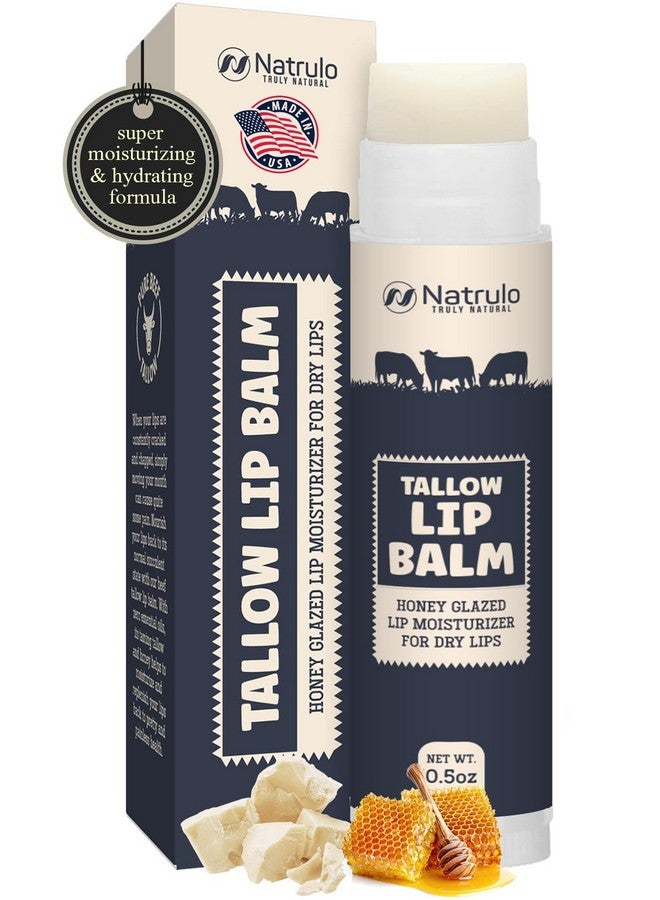 Natrulo Beef Tallow Lip Balm Natural Tallow Beeswax Chapstick Hydrating Moisturizer Grass Fed Bison Tallow Balm Lip Care Soothes Chapped Dry Lips Sensitive Skin Long Lasting & Vitamin Rich Usamade - Image 1