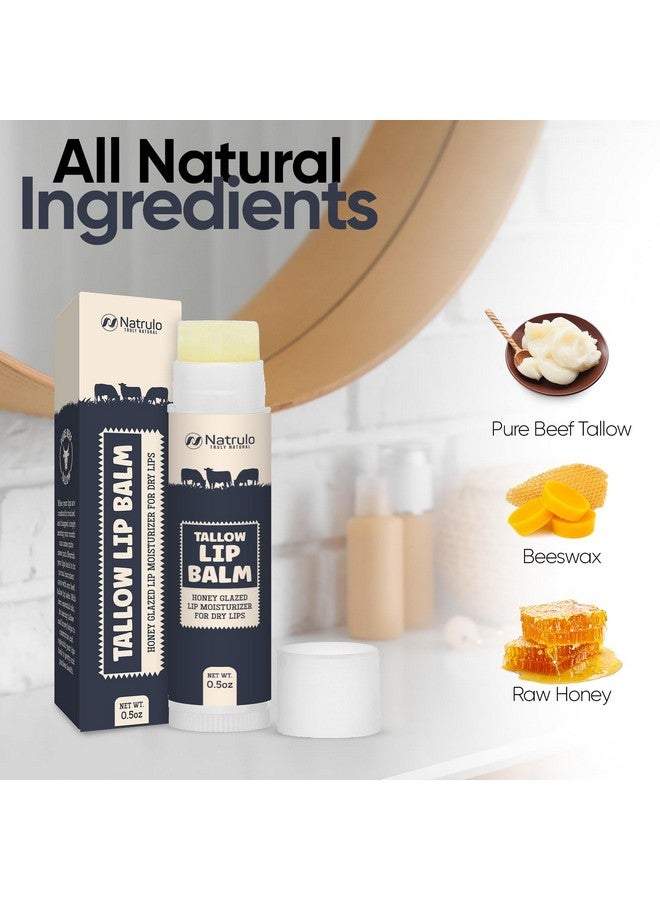 Natrulo Beef Tallow Lip Balm Natural Tallow Beeswax Chapstick Hydrating Moisturizer Grass Fed Bison Tallow Balm Lip Care Soothes Chapped Dry Lips Sensitive Skin Long Lasting & Vitamin Rich Usamade - Image 5