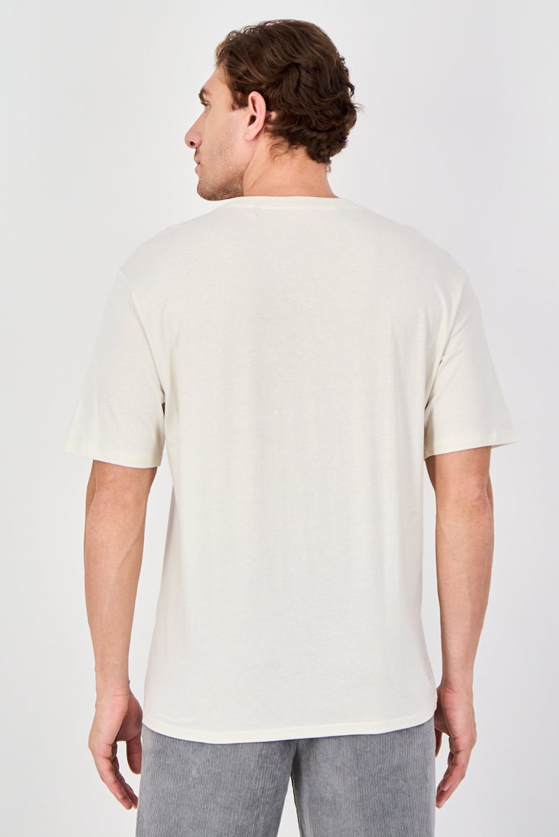 Buffalo Men Crew Neck Short Sleeve Brand Logo T-Shirt, Beige - Image 3