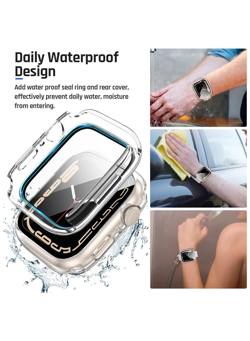 Waterproof Case for Apple Watch SE Series 6/5/4 44mm with Tempered Glass Screen Protector, 360 Full Coverage Protective Cover for Apple iWatch 44mm, Clear - Image 3