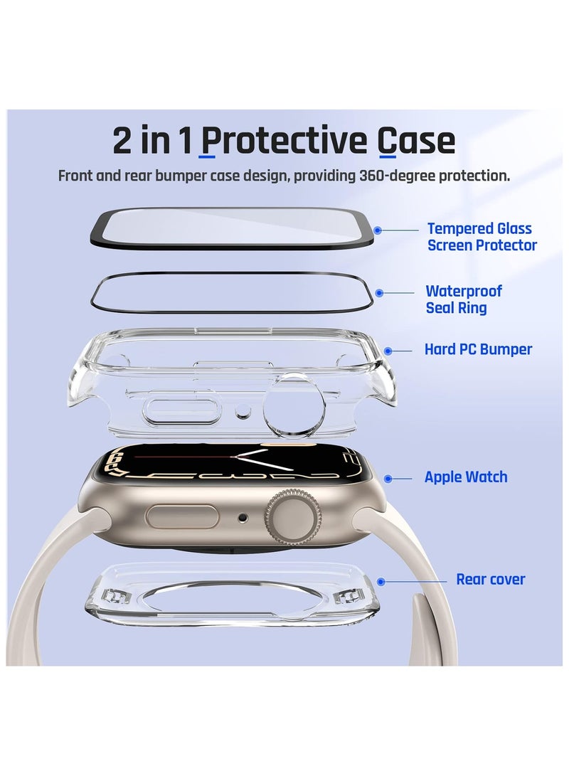 Waterproof Case for Apple Watch SE Series 6/5/4 44mm with Tempered Glass Screen Protector, 360 Full Coverage Protective Cover for Apple iWatch 44mm, Clear - Image 4