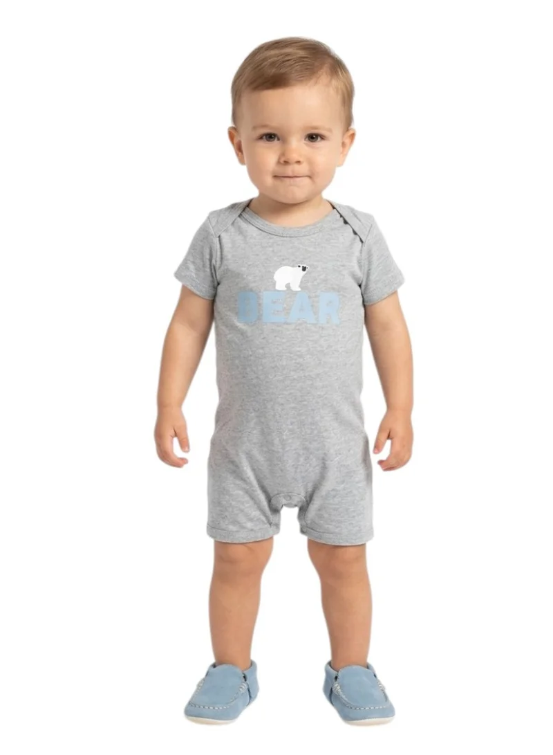 بامبيميسي Baby  Cotton Rhappy Bear Bodysuit Short Sleeve  – 3-Piece Newborn Outfit