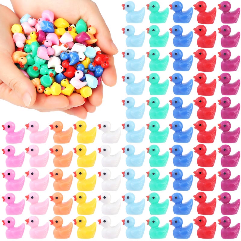 EKisemio 100pcs Mini Ducks 10 Colors Tiny Duck Figures Mini Resin DucksSmall Plastic Ducks Bulk for Dollhouse Decor Micro Fairy Garden Landscape Aquarium - Image 3