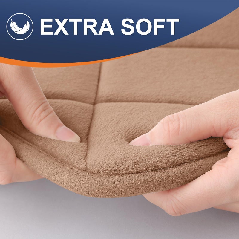 OLANLY Memory Foam Bath Mat 59x34  Ultra Soft and Absorbent Bathroom Rugs  Machine Washable  Comfortable Bath Carpet for Bathroom Floor  Tub and Shower  Dark Beige - Image 3