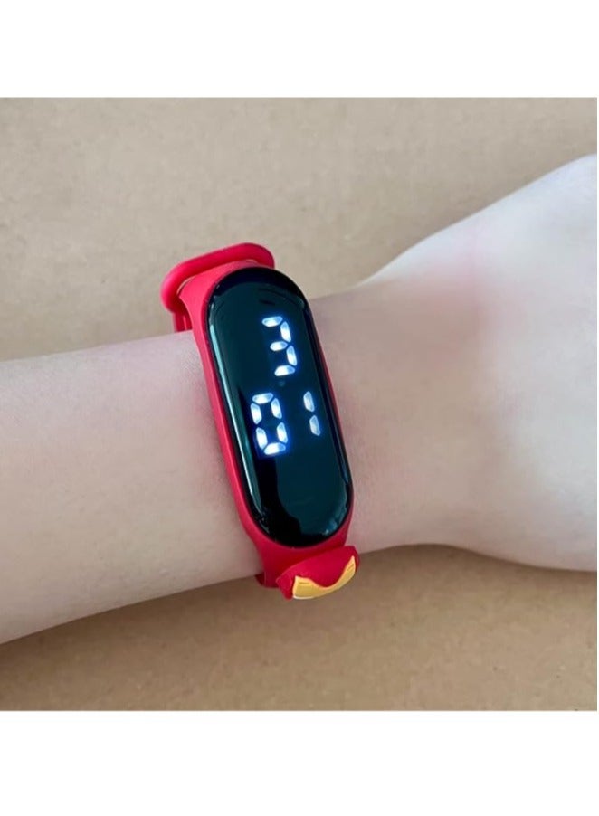 AROAQ Digital Watch Silicone Bracelet, Waterproof Children Cartoon Fashion Watch, Lightweight LED Digital Watch Strap, Comfortable Kids Wrist Watch For Teens Boys Girls, (1pc Red, Spider Man) - Image 2