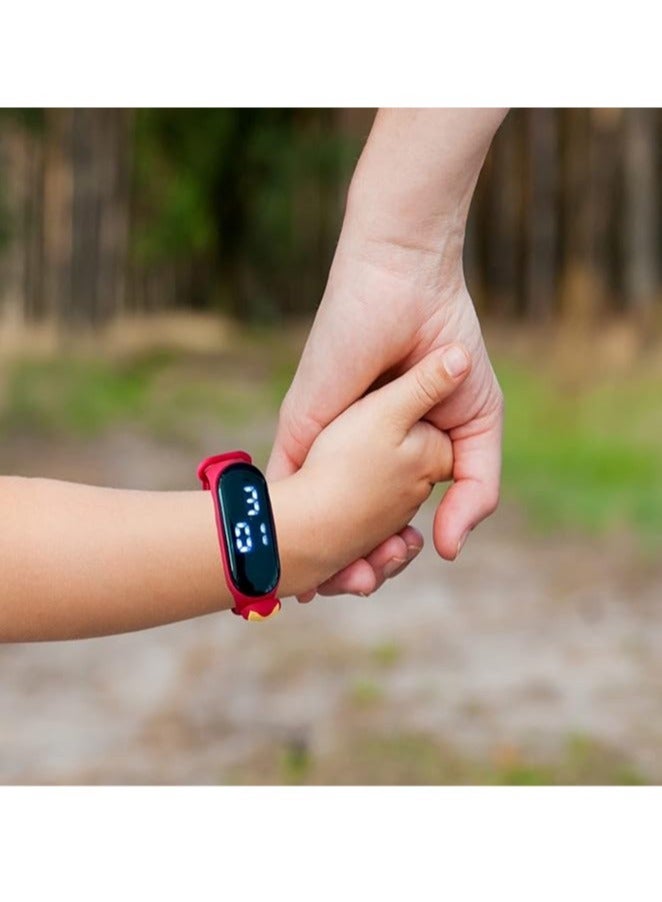 AROAQ Digital Watch Silicone Bracelet, Waterproof Children Cartoon Fashion Watch, Lightweight LED Digital Watch Strap, Comfortable Kids Wrist Watch For Teens Boys Girls, (1pc Red, Spider Man) - Image 3