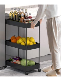 Juud Juud 3-Tier Rolling Storage Cart with Wheels Slim Plastic Utility Shelf Organizer for Kitchen Bathroom Office & Narrow Spaces Movable Trolley with Hooks Drainage Shelves Easy Assembly for Multipurpose Use  - Image 2