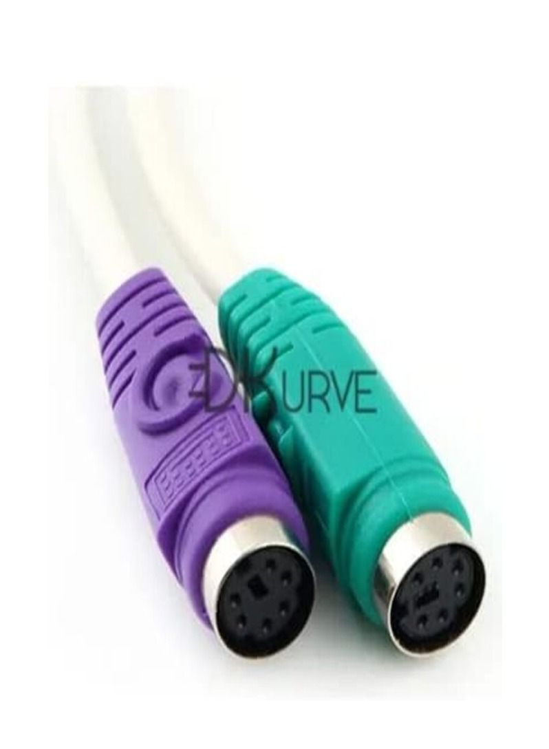 DKURVE USB Male to 2 x PS/2 PS2 Female Splitter - Image 2