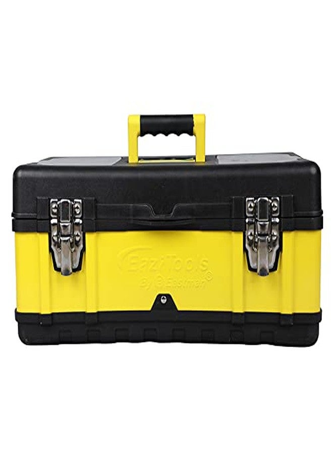 Eastman 17" Organised Heavy-Duty Portable Essential Toolbox with Top Lid and Removable Tray Compartment for Easy & Convenient Storage, YELLOW & BLACK (E-2250)