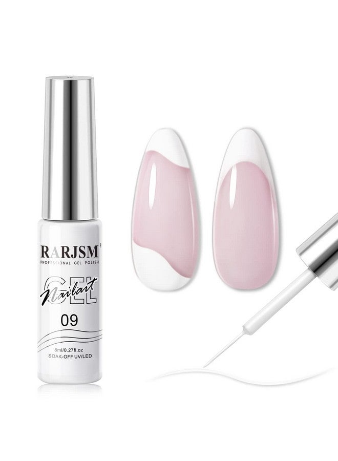 RARJSM Gel Liner Nail Art Polish White Painted Gel Nail Design Polish 1 Bottle Soak Off Curing Requires 8Ml Build In Thin Nail Brush For Classical Home Salon Diy Nail Design French Manicure Painting - Image 1