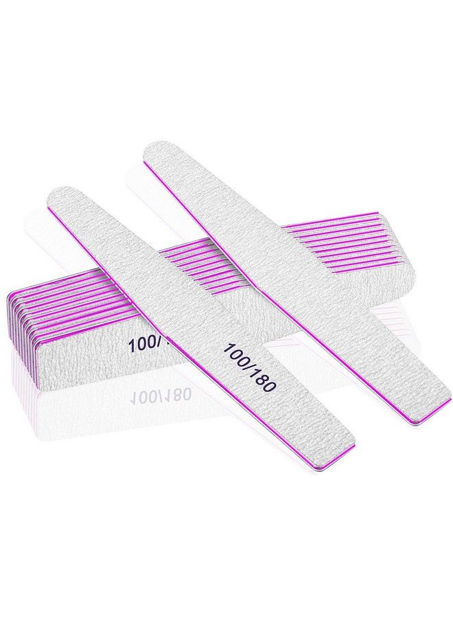 maycreate 10Pcs Nail Files Professional Nail File Set Curved Fingernail Files 100/180 Grit Doublesided Emery Board Manicure Tools For Home And Salon Use - Image 2