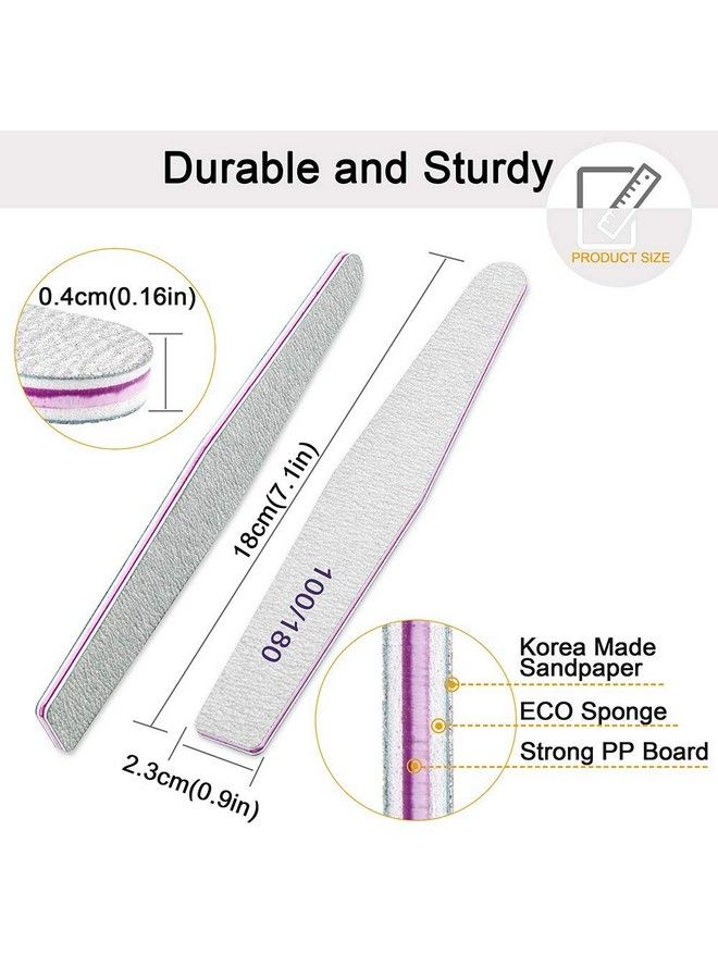 maycreate 10Pcs Nail Files Professional Nail File Set Curved Fingernail Files 100/180 Grit Doublesided Emery Board Manicure Tools For Home And Salon Use - Image 3