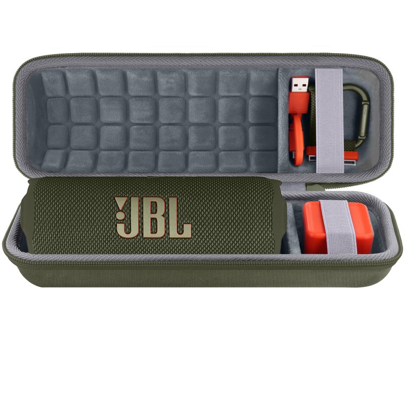 co2CREA Hard Travel Case Replacement for JBL Flip 7 Flip 6 FLIP 5 Waterproof Portable Bluetooth Speaker (Green Case) - Image 1