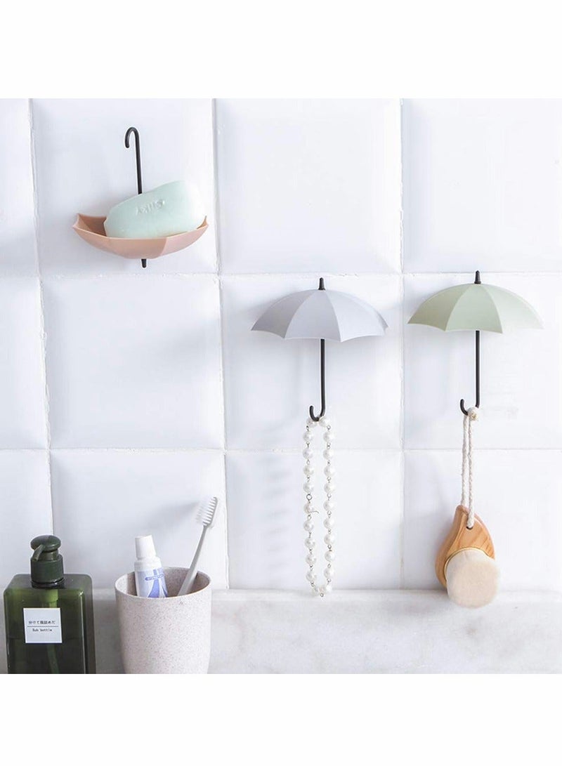 Y&D 12 pcs Creative Umbrella Shaped Key Hanger Self Adhesive Wall Hooks Cute Mount Holder Home Decorative Accessories Gadgets Storage  - Image 4