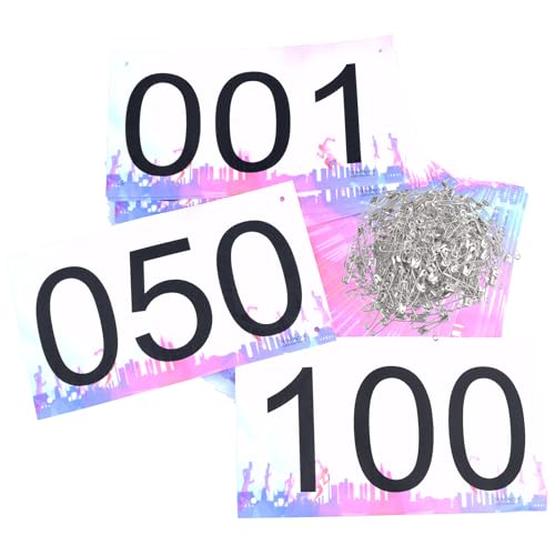 TRIWONDER Race Bibs Running Numbers with Safety Pins, Tyvek Large Numbers 4"x7" for Marathon Runners Events Sports Games (Colorful- Numbers 001-100) - Image 1
