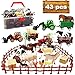 Kimicare 3 Pack Farm Toy Tractor with 40pcs Plastic Farm Animals Figurines and Fence Farm Playset Farm Figures Farmer Vehicle Toy Truck with Trailer Birthday Gifts Christmas Stocking Stuffers - Image 4