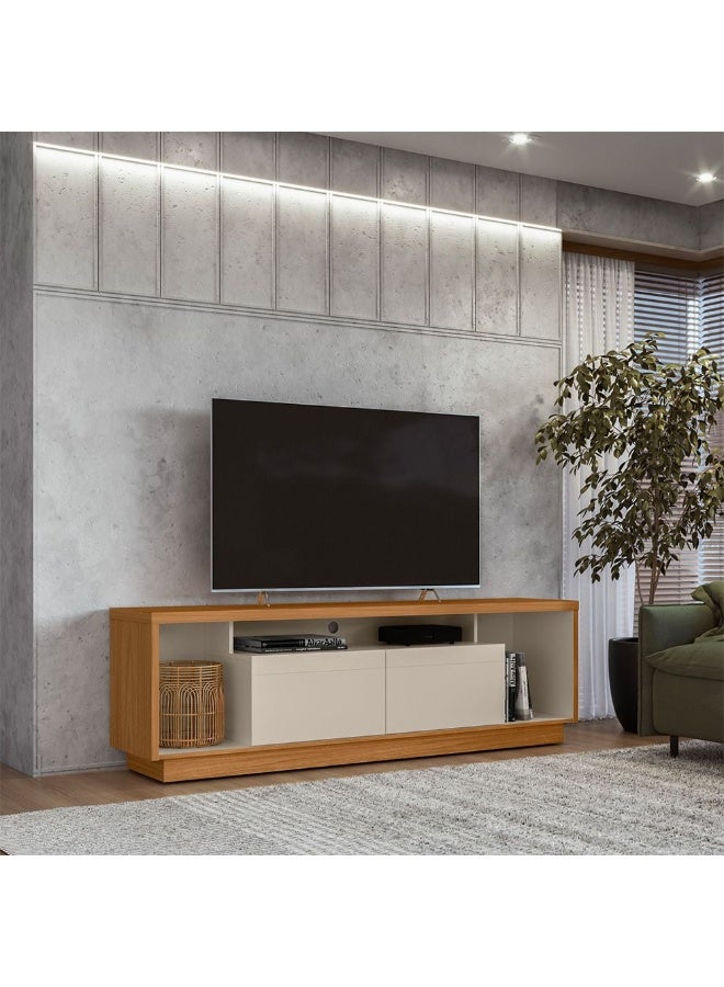 DANUBE HOME وحدة تلفاز كرونوس مع 2 باب حتى 75 بوصة | خزانة تلفاز بتصميم حديث | حامل تلفاز خشبي | مركز وسائط لغرفة المعيشة L181xW38xH56 سم - بيج فاتح/بني - Image 2