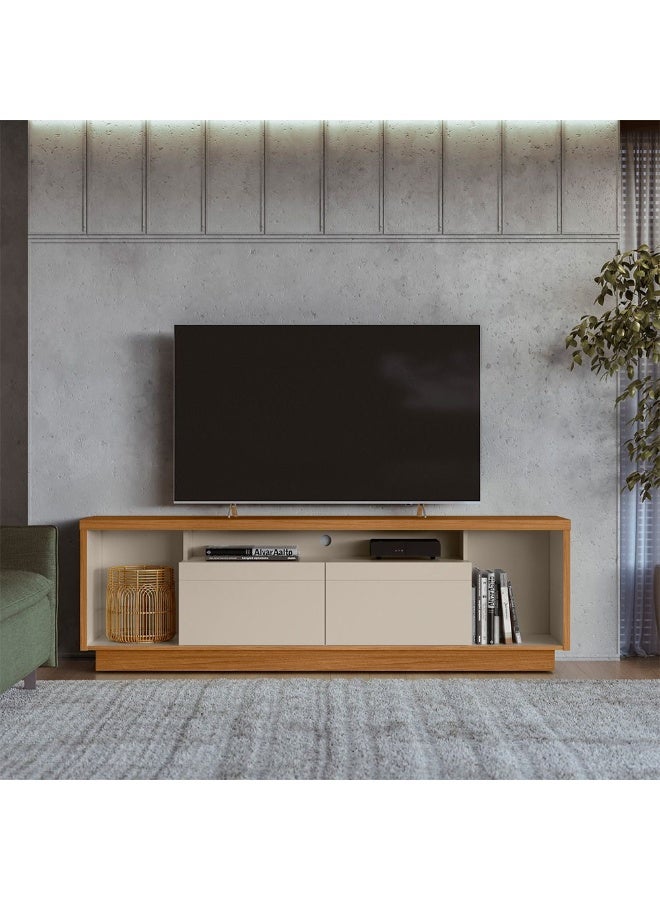 DANUBE HOME وحدة تلفاز كرونوس مع 2 باب حتى 75 بوصة | خزانة تلفاز بتصميم حديث | حامل تلفاز خشبي | مركز وسائط لغرفة المعيشة L181xW38xH56 سم - بيج فاتح/بني - Image 1
