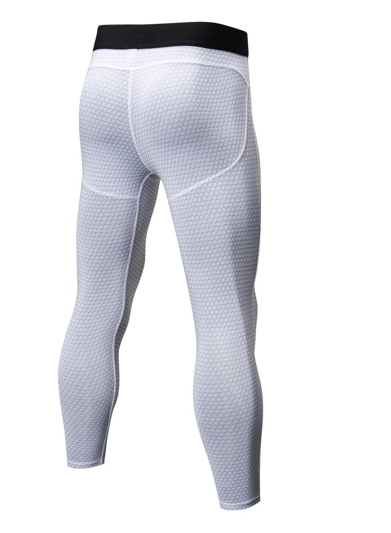 Men Quick Dry Breathable Elastic Running Trousers White - Image 2