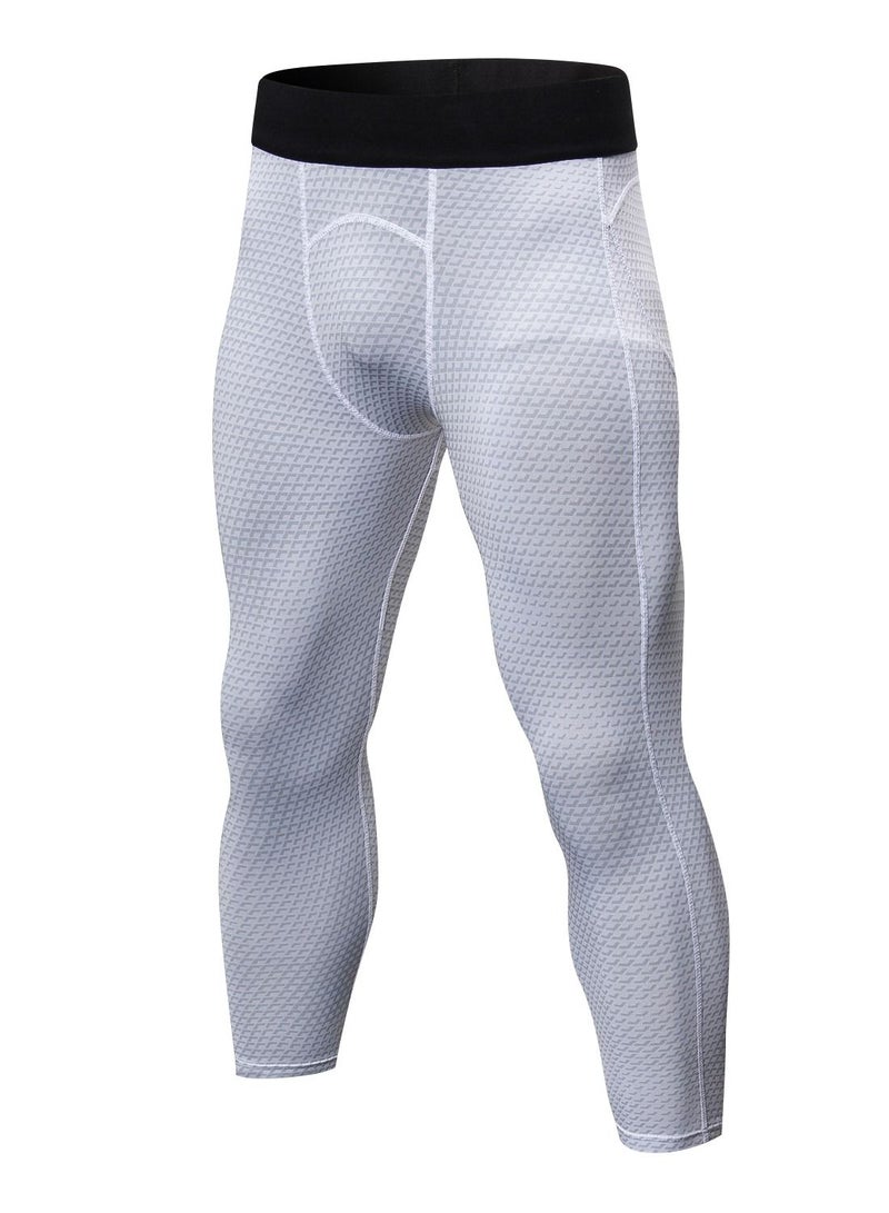 Men Quick Dry Breathable Elastic Running Trousers White - Image 1