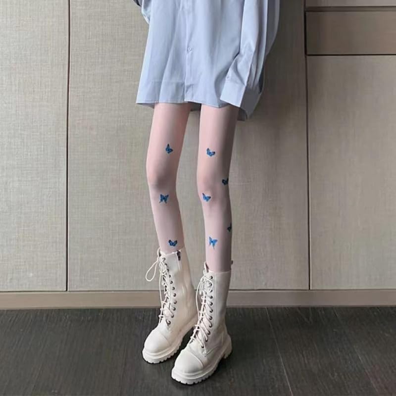 KETKAR Women Pantyhose Butterfly Printed Sheer Thin Long Stockings Tights Summer One Size - Image 1