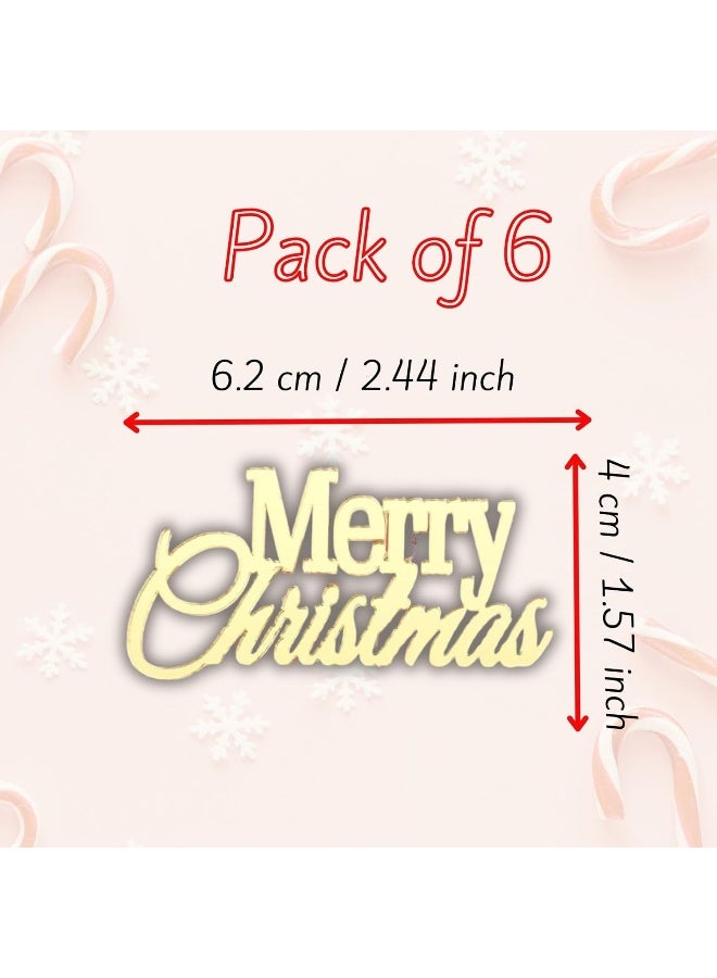 TPGP Merry Christmas Cupcake Charm Topper Â€“ Elegant Acrylic Cake Toppers, Perfect For Holiday Celebrations (Pack Of 6) - Image 2