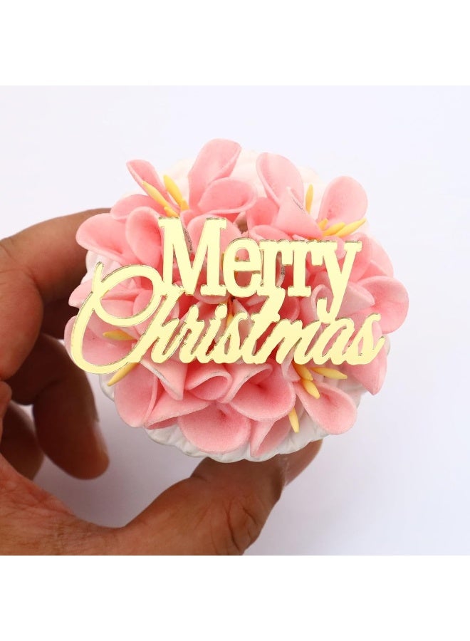 TPGP Merry Christmas Cupcake Charm Topper Â€“ Elegant Acrylic Cake Toppers, Perfect For Holiday Celebrations (Pack Of 6) - Image 1