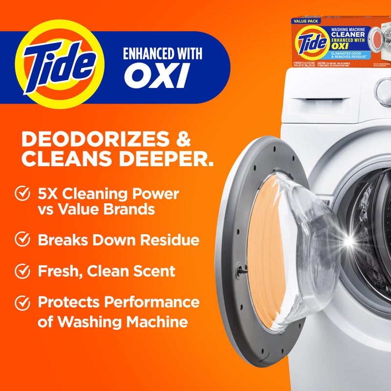 Tide Washing Machine Cleaner by Tide, Washer Machine Cleaner with Oxi for Front and Top Loader Washer Machines, Deep Cleaning Residue & Odor Eliminator, 5 Month Supply (Packaging May Vary) - Image 3