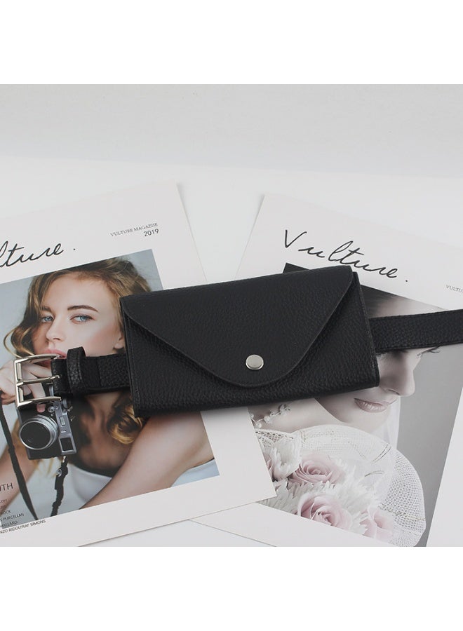 xozgdovg Trendy Waist Belt For Women Detachable Mobile Phone Coin Key Leather Belt Fashionable Beltins Style Pants Belt Hanging Bag Black