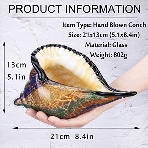 QFkris Glass Conch Figurines, Hand Blown Seashell Art Figurine, Crystal Glass Paperweight, Home Decor Collectible Statue - Image 2