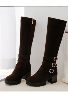 Loquat Fashion Boots With High Heels Brown 