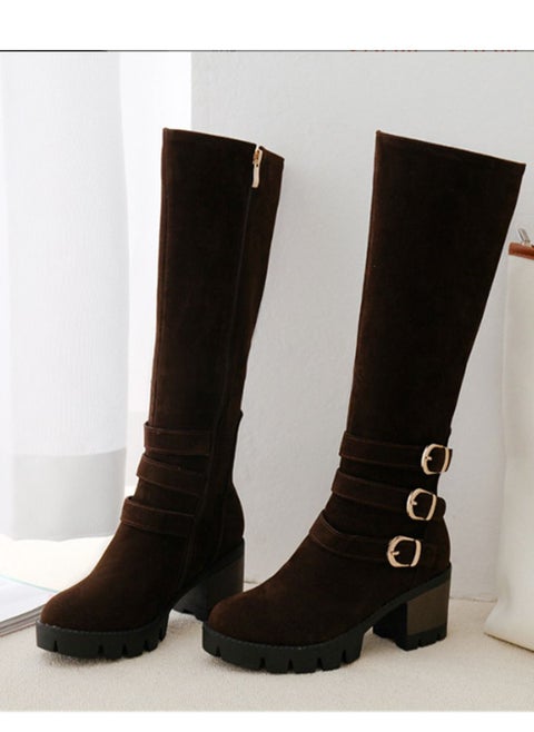 Fashion Boots With High Heels Brown