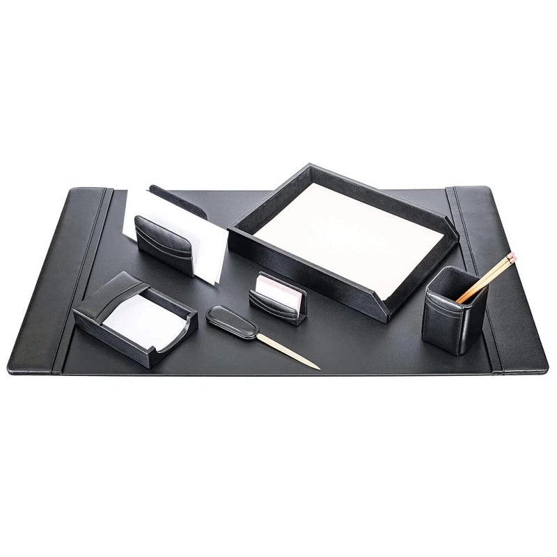 Dacasso Leather Desk Set 7Piece Black D1004
