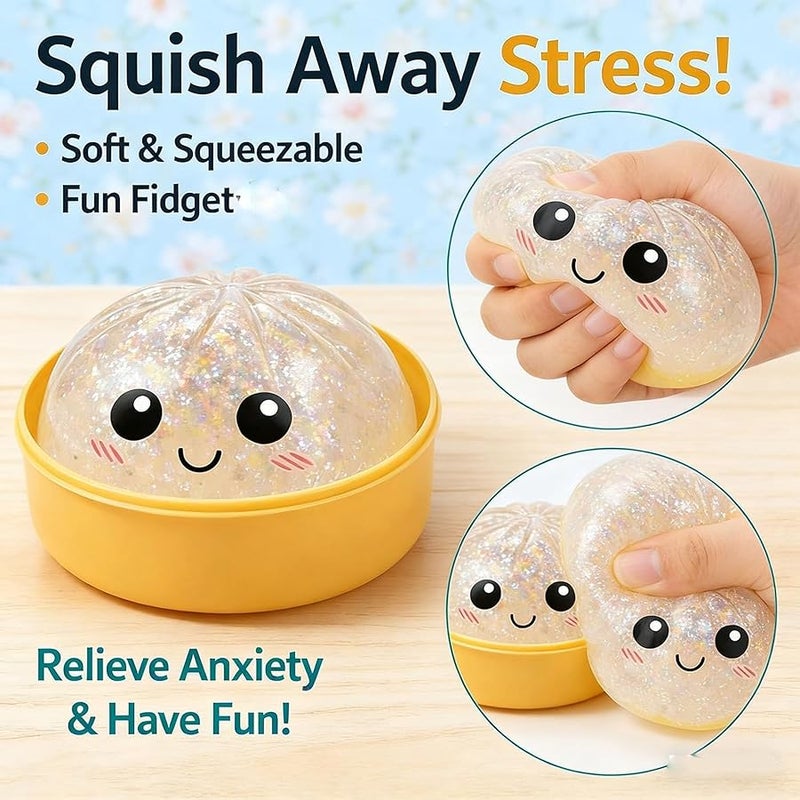 Glitter Dumpling Squishy - Random Dumpling Squishy Mystery Box, 10 Colors Dumplings Squishy Toy, More Surprises (Random-4PC) - Image 3