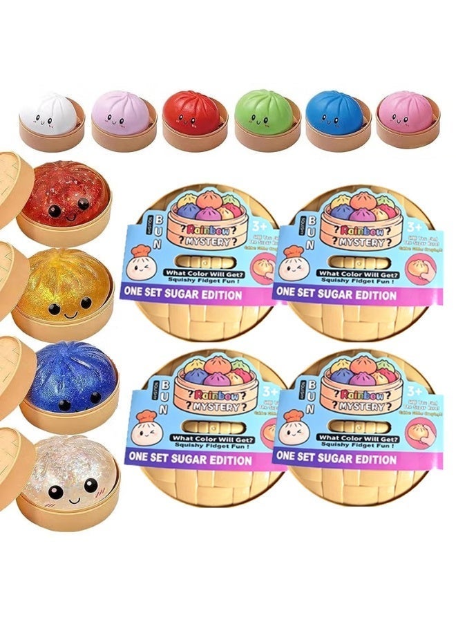 Glitter Dumpling Squishy - Random Dumpling Squishy Mystery Box, 10 Colors Dumplings Squishy Toy, More Surprises (Random-4PC) - Image 1
