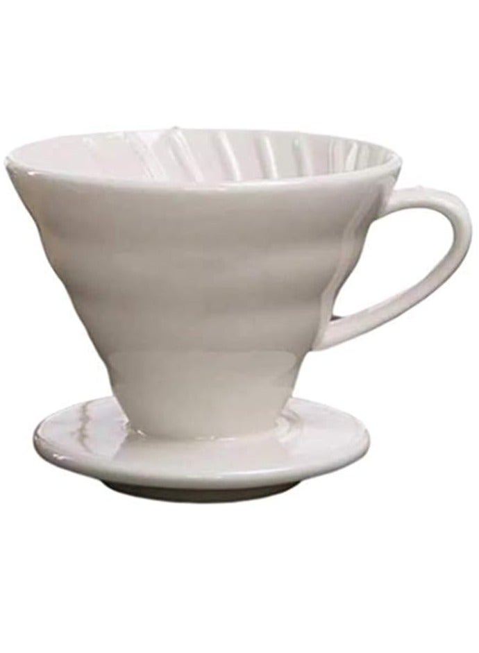 V60 Ceramic White Dripper 1-4 Cup Made of High Fired Ceramic  Material Pour Over Coffee Maker Slow Brewing Home Office Cafe Strong Flavour Brewer Size 02 - Image 1