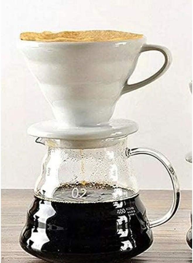 V60 Ceramic White Dripper 1-4 Cup Made of High Fired Ceramic  Material Pour Over Coffee Maker Slow Brewing Home Office Cafe Strong Flavour Brewer Size 02 - Image 3