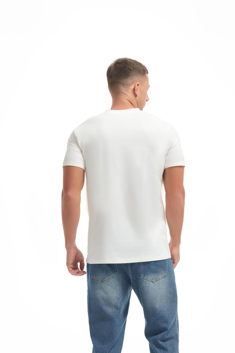VEIISAR Premium V Neck T Shirts for Men - Modern Fitted Tees Vneck Undershirts V8 White M - Image 2