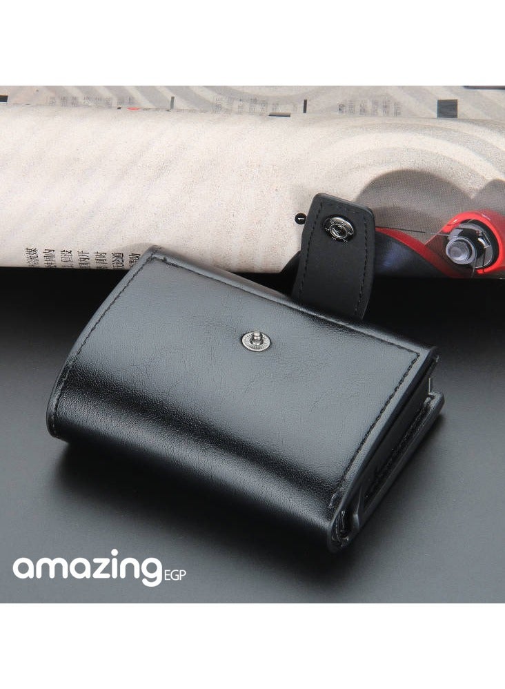 amazing.EGP Card Holder with RFID Technology - High Quality Genuine Leather Men Wallet, Slim Slim Smart Wallet, Gift Mini Wallet to Protect Your CC Information with RFID Technology | Black - Image 2