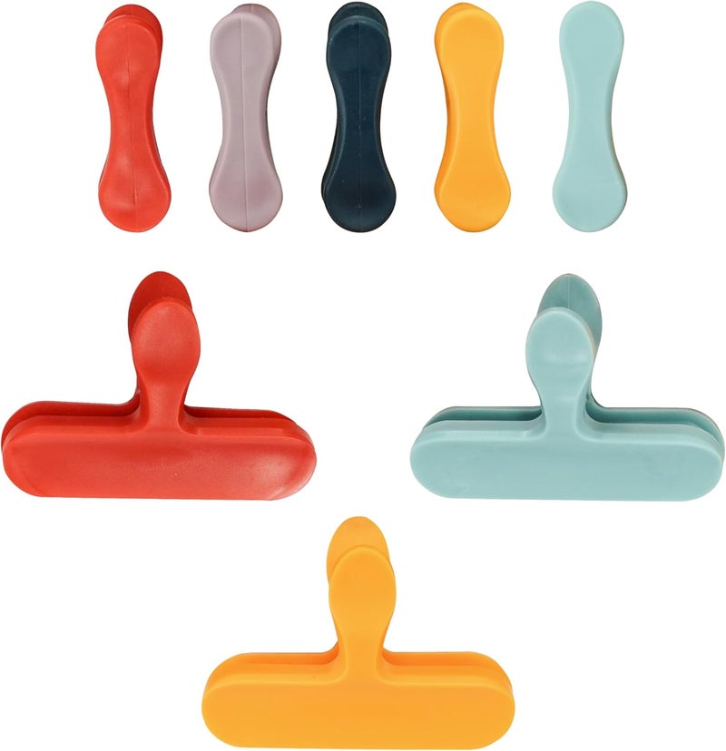FACKELMANN Plastic Bag Clips, Set of 8, Food Bag Clips, Small 6.5x2.1x3cm, Large 9x6.5x3cm, Multi Coloured - Image 1