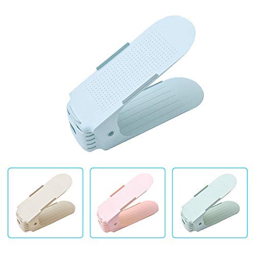 Mantavya Plastic Shoes Base Space Saver Rack Adjustable Double Layer Shoe Slot Storage Holder Rack Organizer 6Pcs Multicolor - Image 2