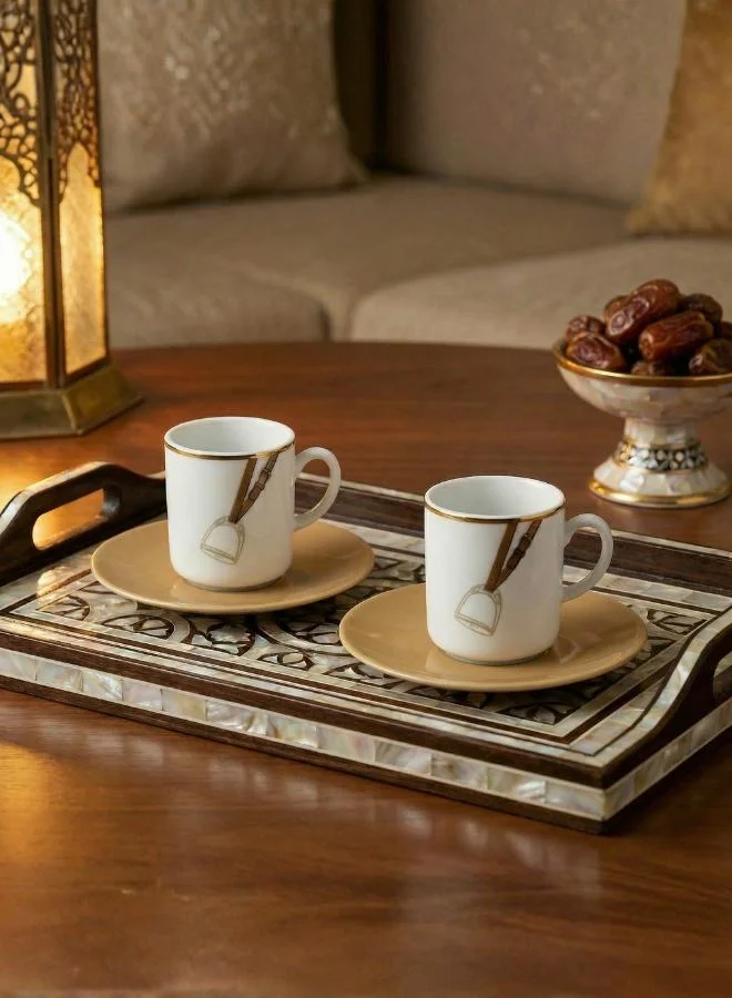 صلصال Set of 6 Fares Turkish Coffee Cups - White