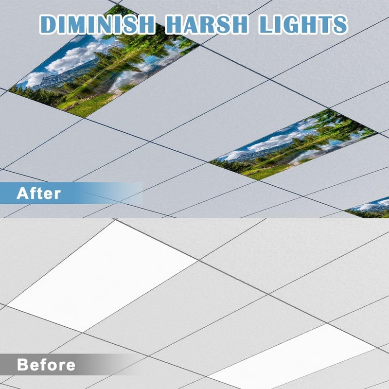 4 Pack Fluorescent Light Covers for Ceiling Lights Stunning Teton mountain lake trees scenic national park Decorative Magnetic Fluorescent Light Filters for Classroom Office Home 4x2 ft - Image 3