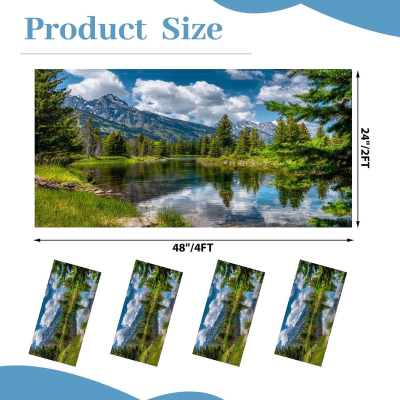 4 Pack Fluorescent Light Covers for Ceiling Lights Stunning Teton mountain lake trees scenic national park Decorative Magnetic Fluorescent Light Filters for Classroom Office Home 4x2 ft - Image 2