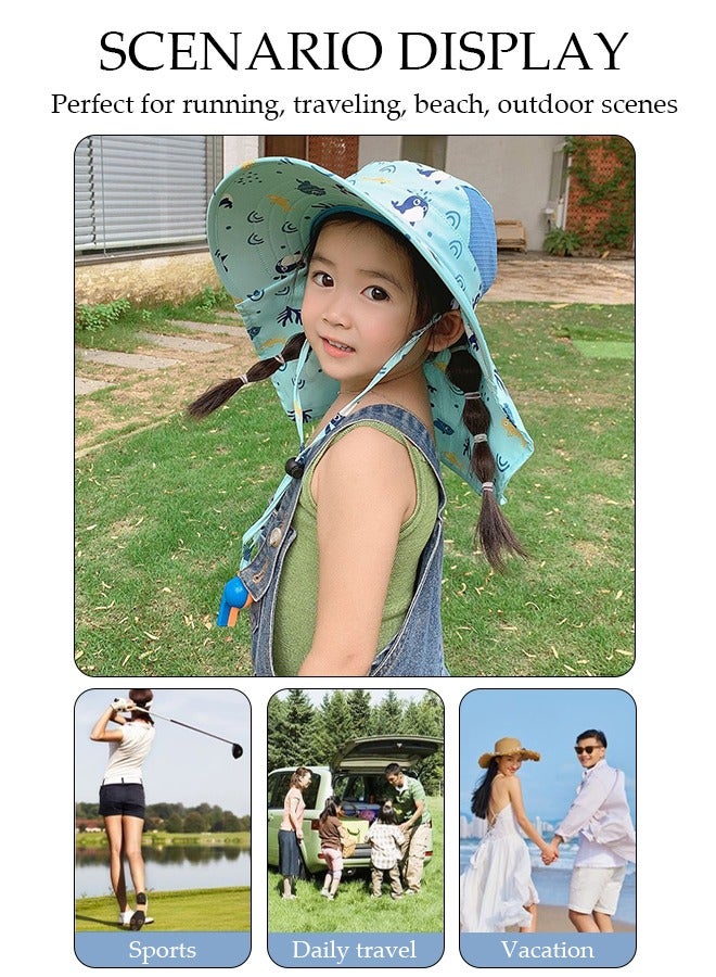 DUNISO Kids Sun Hat UPF 50+ Sun Protection Cap, Wide Brim Beach Hats with Mesh and Adjustable Chin Strap Cartoon Sun Hat for Boys Girls - Image 2