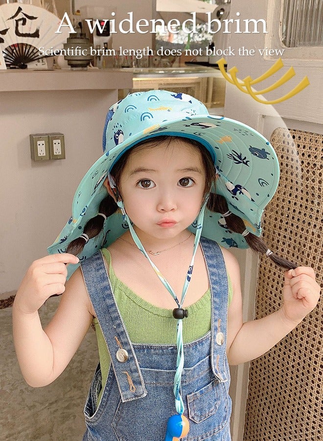DUNISO Kids Sun Hat UPF 50+ Sun Protection Cap, Wide Brim Beach Hats with Mesh and Adjustable Chin Strap Cartoon Sun Hat for Boys Girls - Image 4