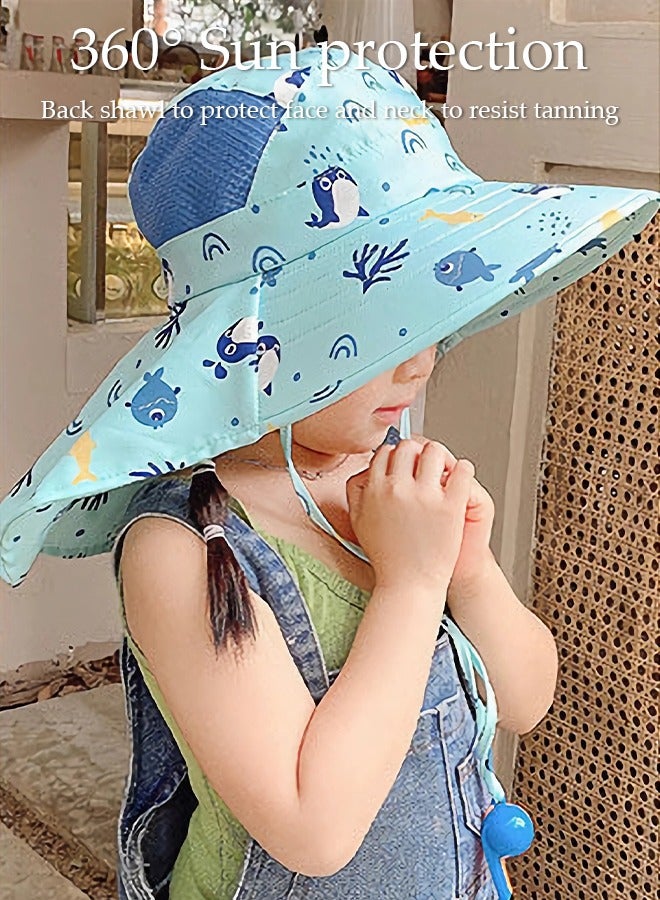 DUNISO Kids Sun Hat UPF 50+ Sun Protection Cap, Wide Brim Beach Hats with Mesh and Adjustable Chin Strap Cartoon Sun Hat for Boys Girls - Image 5