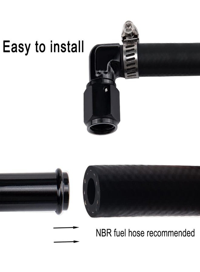 CNRAQR 6AN Female to 3/8" Barb 90 Degree Swivel Fitting Adapter Aluminum Black 2Pcs - Image 3