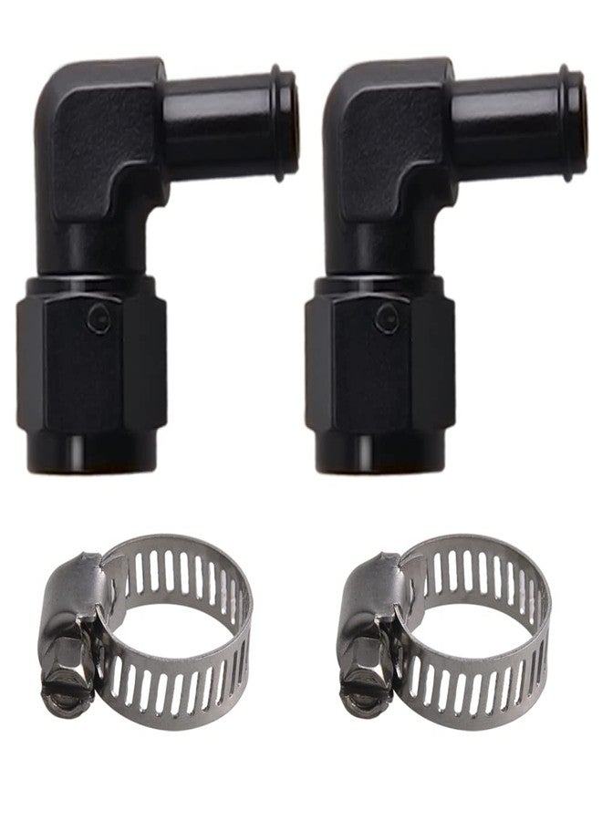 CNRAQR 6AN Female to 3/8" Barb 90 Degree Swivel Fitting Adapter Aluminum Black 2Pcs - Image 1